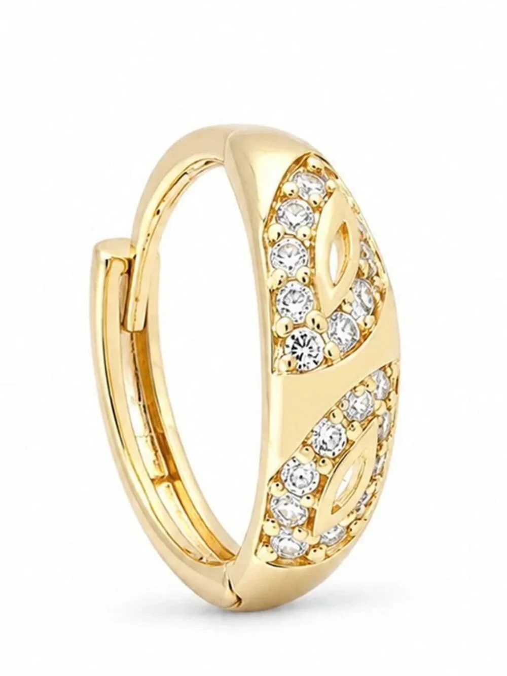 Created White Sapphire Single Huggie Earring 14k Yellow Gold